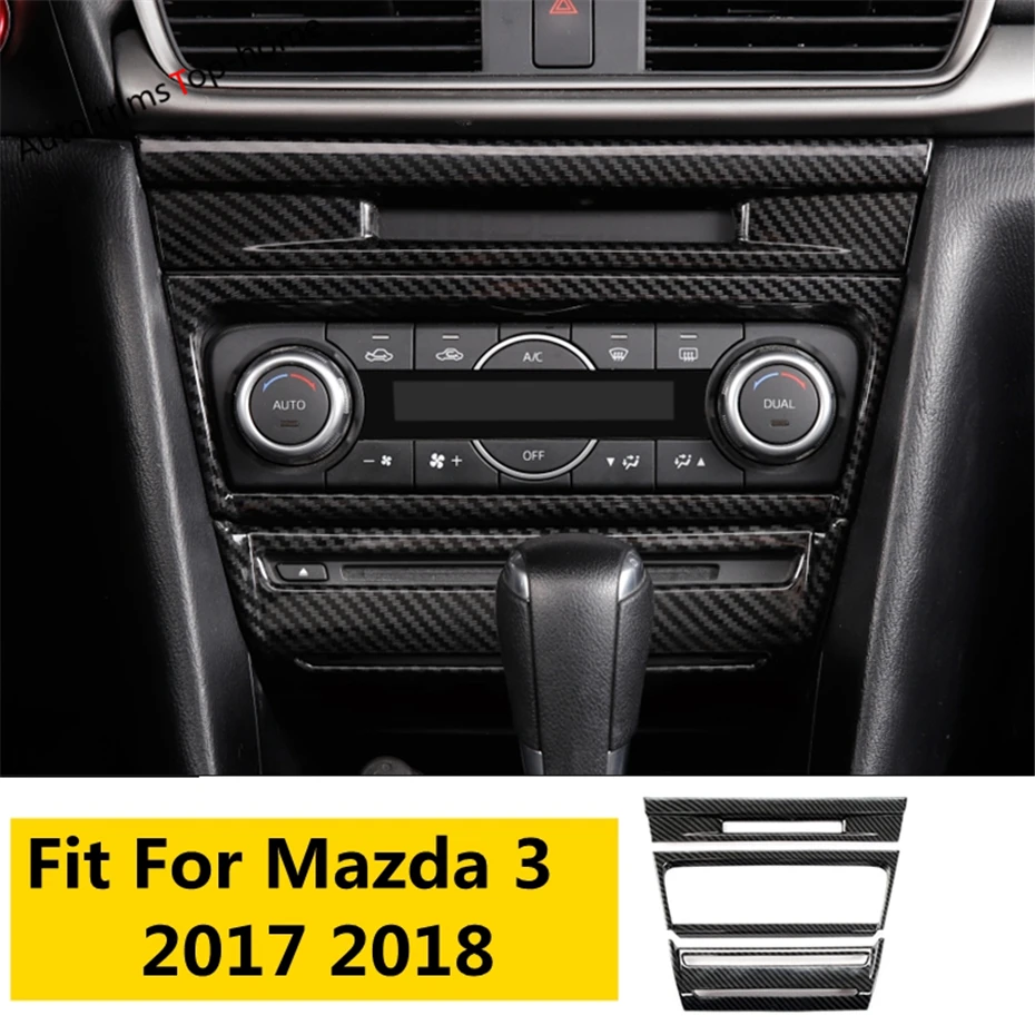 

ABS Carbon Fiber Central Control Air Conditioning Outlet AC Vent CD Decor Panel Cover Trim For Mazda 3 2017 2018 Car Accessories