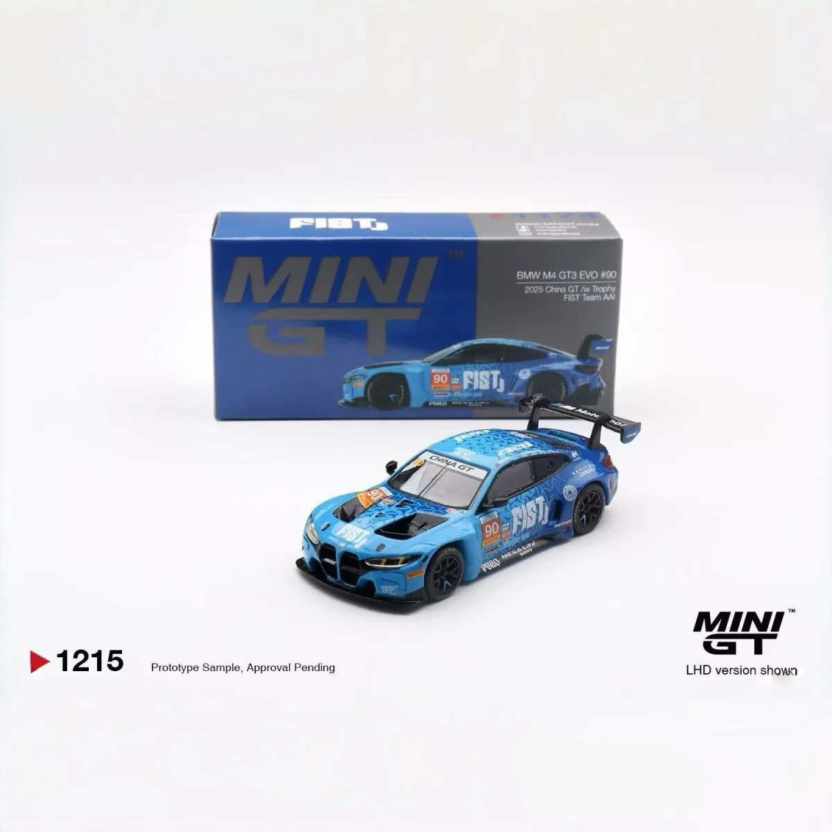MINI GT 1:64 BMW M4 GT3 EVO # 90 FIST Team AAI 2025 China GT - Colección de Modelos de Coches de Aleación - Adorno de Regalo