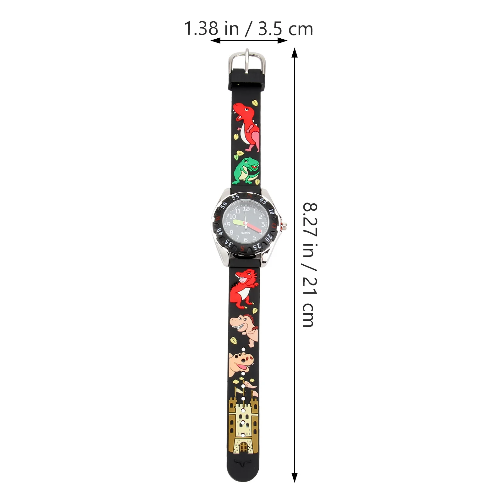 Silicone Kids Watch 3D Cartoon Design Waterproof Quartz Movement Wristwatch For Children Boys Girls Dinosaur Alloy Black