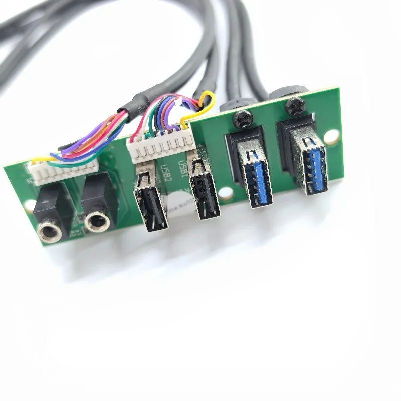 Motherboard Extension Front Panel Data Cable 19P 9Pin To 2-Port USB 2.0 3.0 3.5mm HD Audio Socket I/O Interface Cord 88mm x 27mm