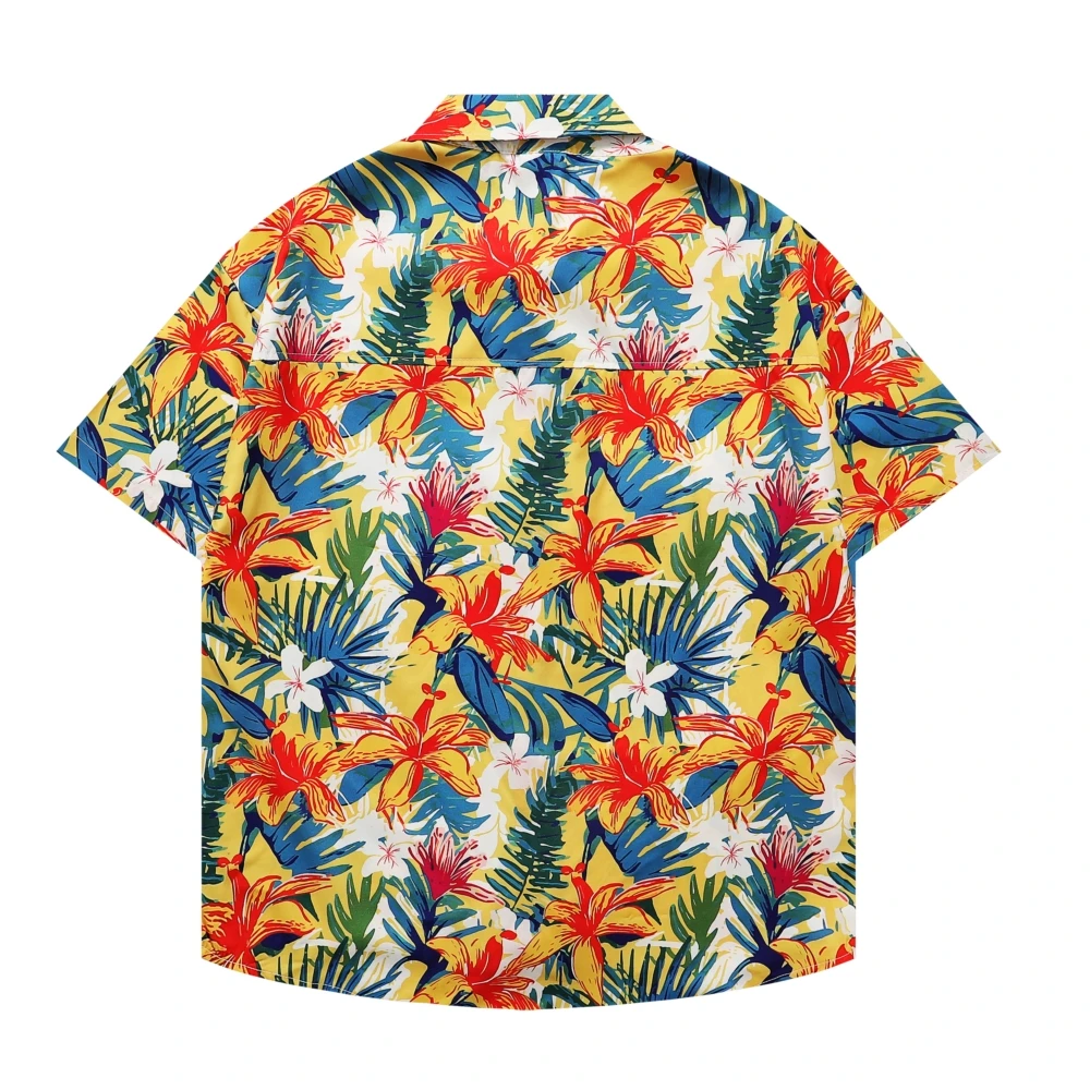 Camisas de praia havaianas retrô unissex, camisa estampada com flores e plantas Harajuku, streetwear Hip Hop, casual Aloha Fashion Button Tops, verão