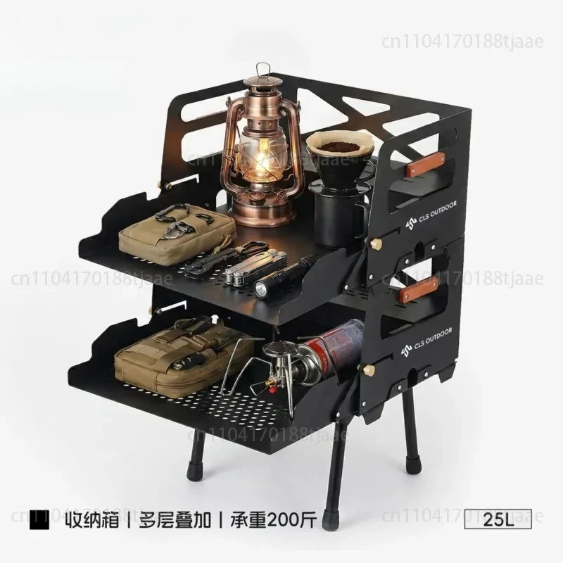 Outdoor Multifunctional Shelf 25L Camping Storage Box Portable Folding Table Large Capacity Car Trunk