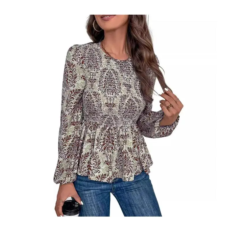 Atasan Chiffon Pria Motif Bulat Ele Long Sve, Koleksi Musim Gugur, Model Bodycon Nyaman dan Modis dengan Detail Renda