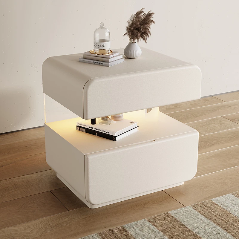 بريق الحديثة العصرية طاولة السرير كريم نمط ضوء الفاخرة طاولات السرير الحد الأدنى الفاخرة Mesitas De Noche أثاث غرفة نوم