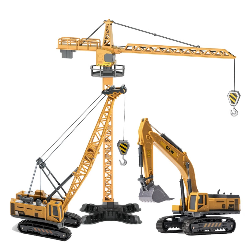 Engineering Diecast Crane Bulldozer Excavator Vehicle Construction Alloy+Plastic Tractor Inertial Model Toys for Children Boys