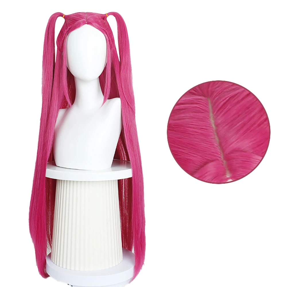 

Высококачественное аниме Kpop: Охотники на демонов Мила, синтетические волосы для косплея, 38 дюймов, розово-красные прямые волосы, парик для Хэллоуина, карнавала, вечеринки