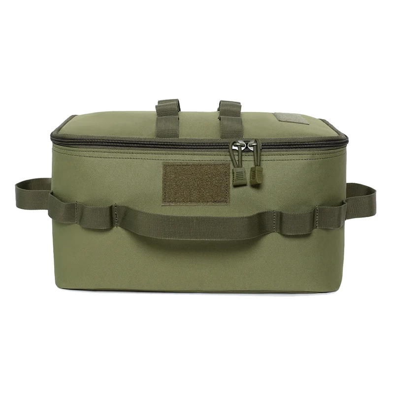 A79E-Outdoor Camping Storage Bag Gas Stove Canister Pot Carry Bag Picnic Bag Cookware Utensils Organizer Green