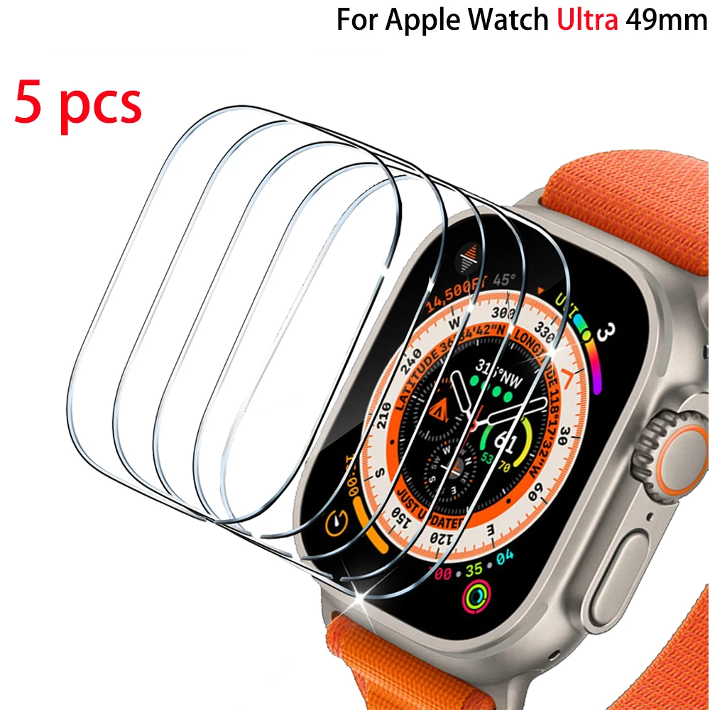 Screen Protector For Apple Watch Ultra 49mm Accessories Anti-Scratch Waterproof Tempered Glass HD Full Film iWatch Ultra 49 mm