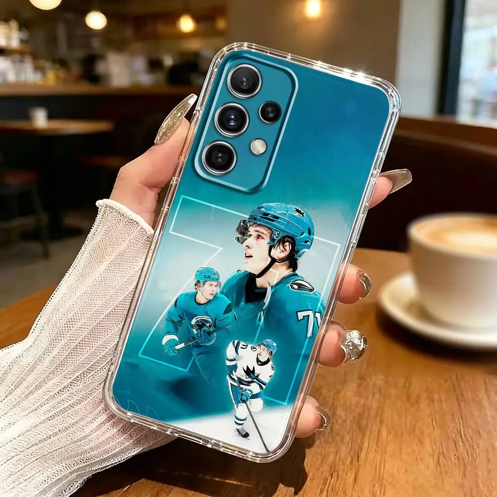 Ice Hockey Player Macklin Celebrini 71 phone Case For Samsung S25,24,21,22,23,30,Ultra,20,Plus,Fe,Lite,Note Transparent Cover