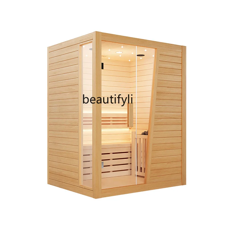 

Household solid wood sauna light wave dry steam room sauna furnace steam room