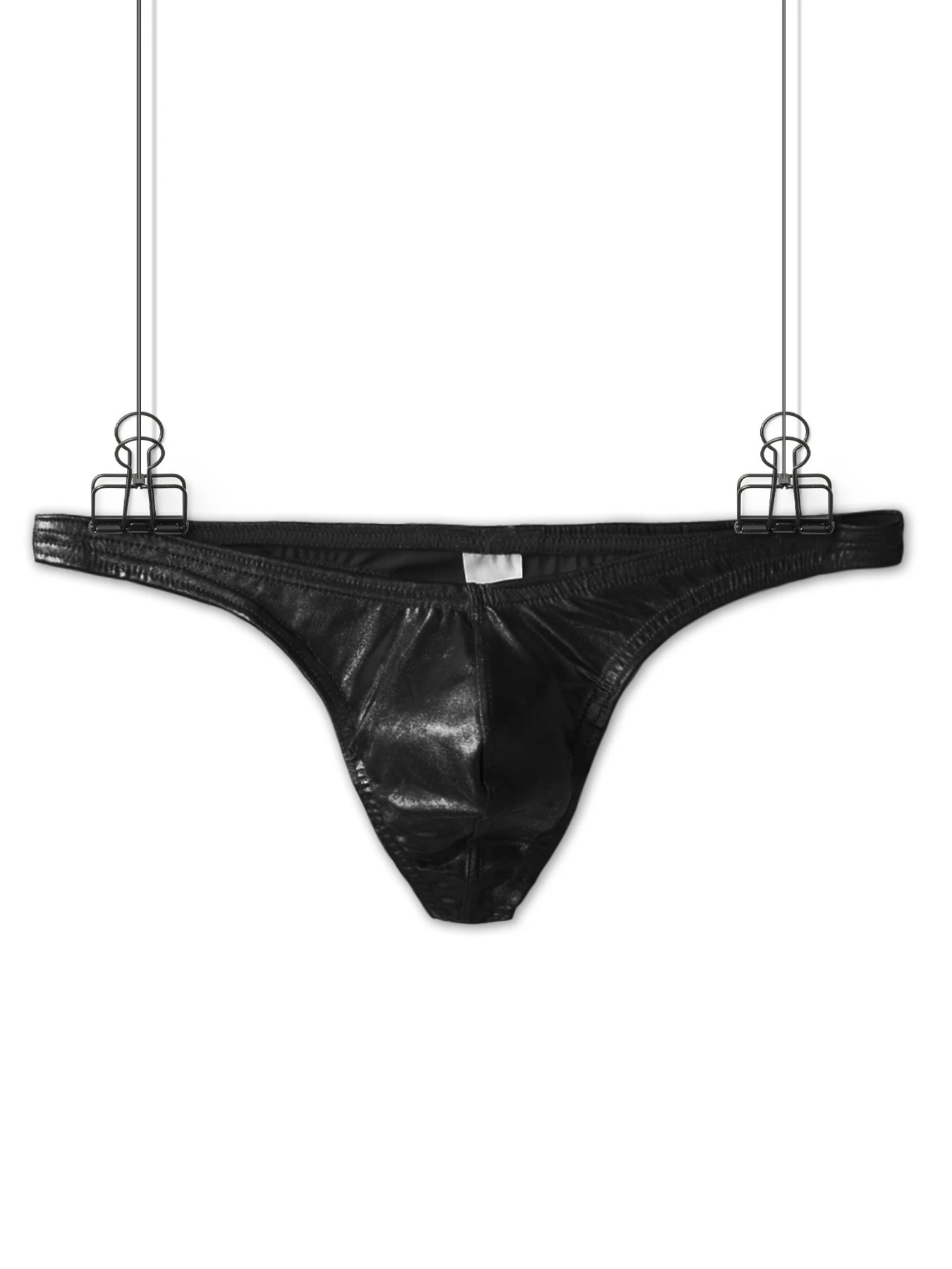 

Men Butt-Lifting Bikini Briefs Underwear Sexy U Pouch Male Mini Panties Cuecas Faux Leather Gym Underpants Hombre Slip Lingerie