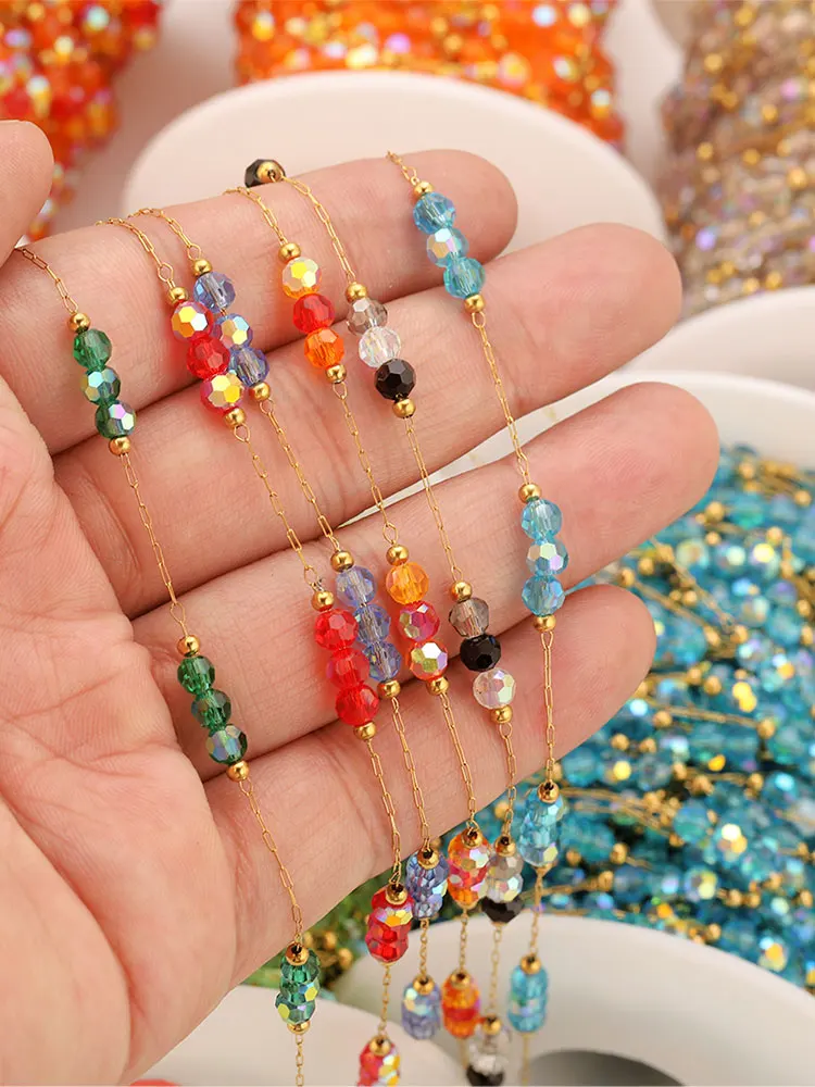 1 เมตรลูกปัดสแตนเลสโซ่สําหรับเครื่องประดับ DIY สร้อยข้อมือผู้หญิงสร้อยคอเครื่องประดับทําวัสดุ Creation
