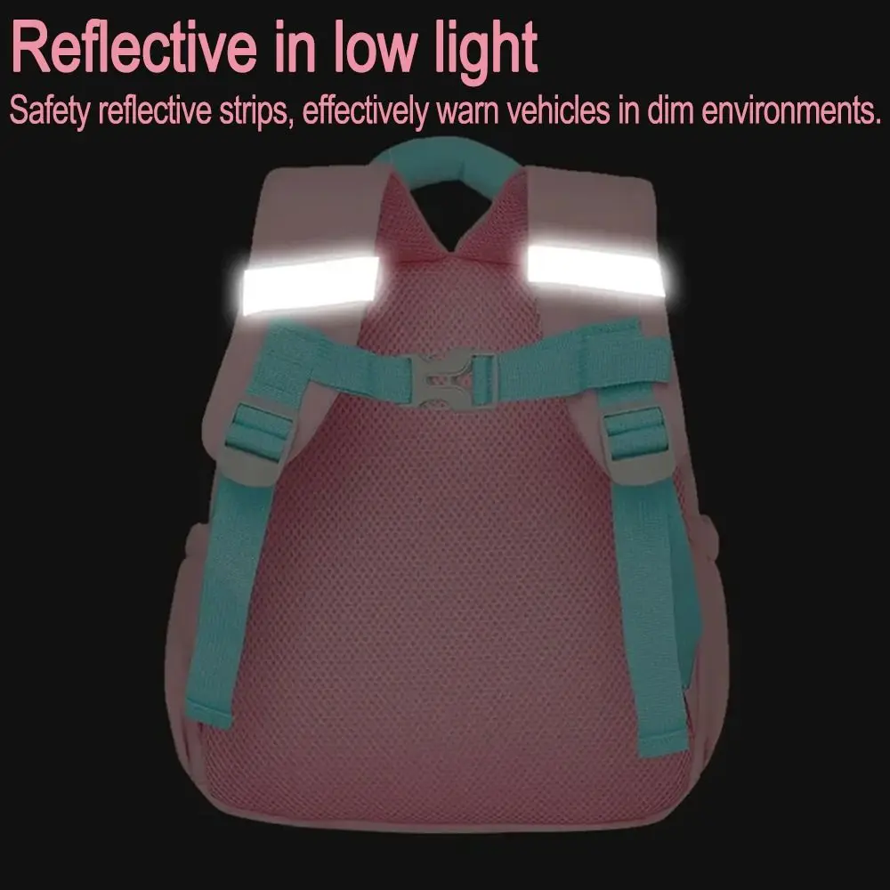 حقيبة مدرسية خفيفة الوزن لرياض الأطفال بأشرطة قابلة للتعديل مقاومة للماء حقيبة ظهر كرتونية للحضانة بسحاب للإغلاق بسعة كبيرة