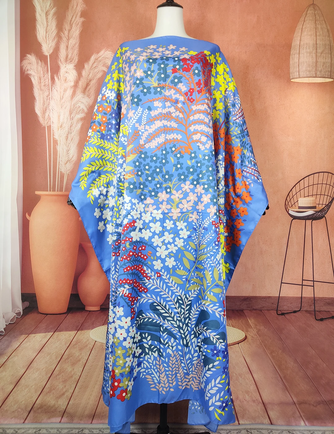 Abaya Longa De Seda Estampada para Senhora, Vestidos Africanos Soltos, Kaftan Na Praia De Boho, Férias Na Turquia, Plus Size, Elegante, Verão