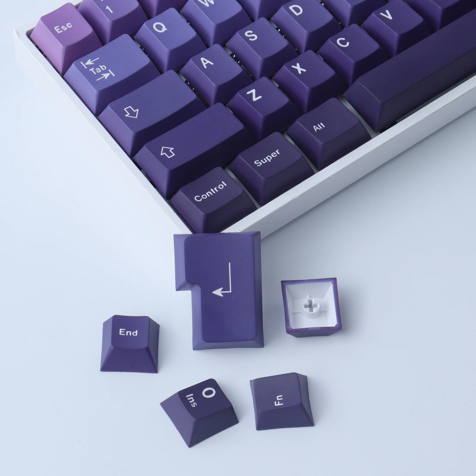 

Polar day purple and blue gradual change keycap, 126 key PBT keycap Cherry original height five-sided sublimation process