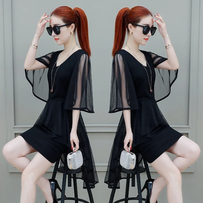 Vestido Midi Ajustado de Malla con Cuello Redondo, Falda en Línea A, Cintura Alta, Estilo Casual de Negocios, Moda Primavera ...