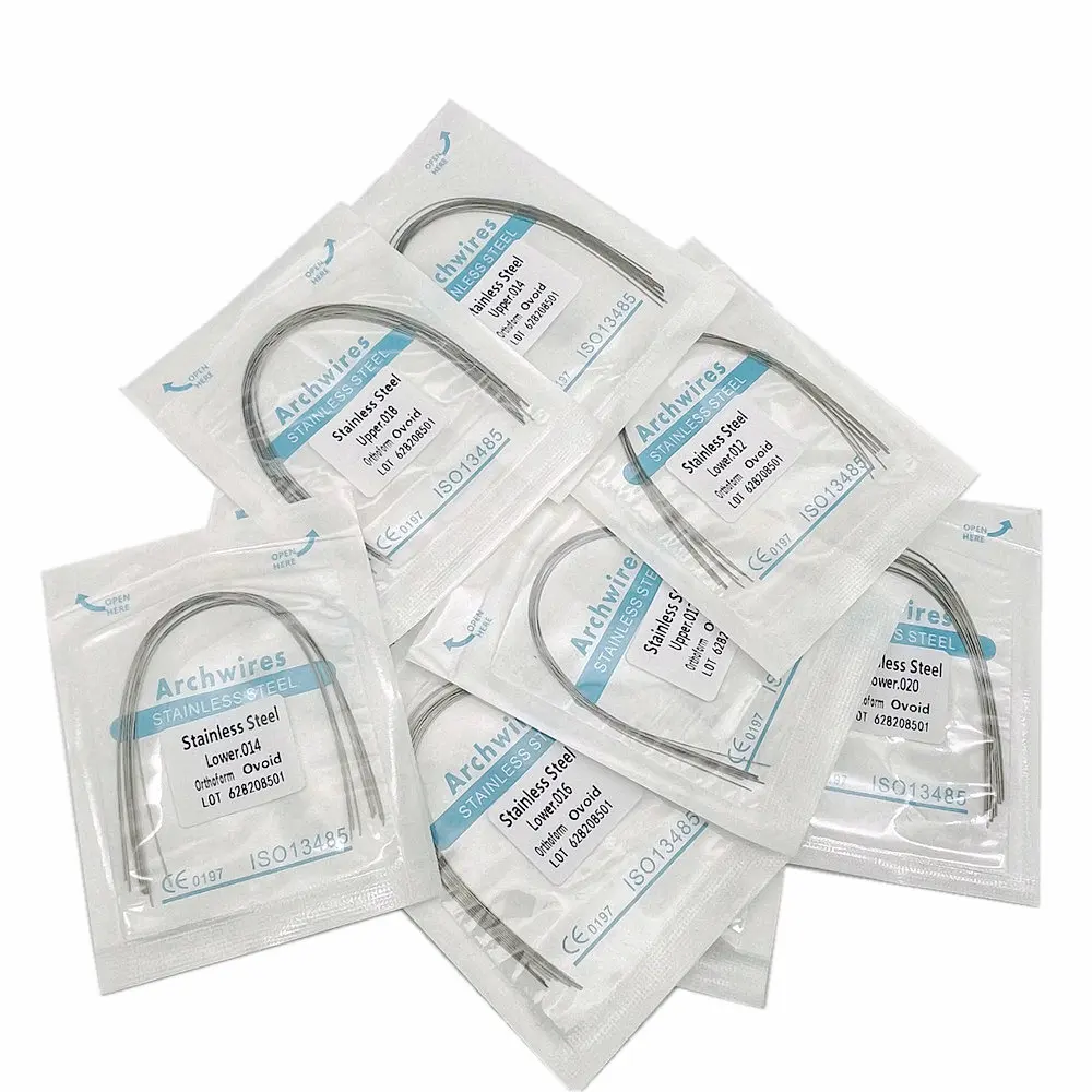 10pcs/pack Dental Orthodontic Stainless Steel Round/Rectangular Wire Ovoid Form Dentist Material Dental Arch Wire