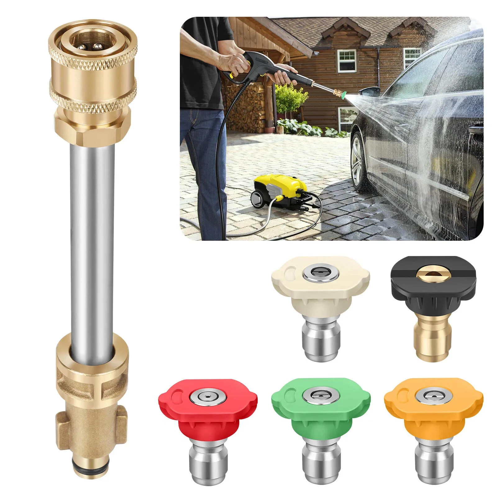 Adaptador de Pistola para Lavadora de Alta Pressão com Bicos 0 ° -40 °   Conector de Sabão de 1/4'' Compatível com Ryobi, Dewalt, Sun Joe, Harbor Freight 4000 PSI