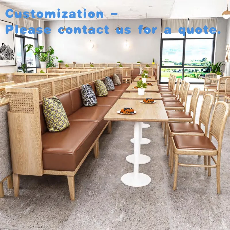 

custom.XY Best Foshan Light Luxury Commercial Wooden Restaurant Furniture with Rattan Table and Chair Restaurant