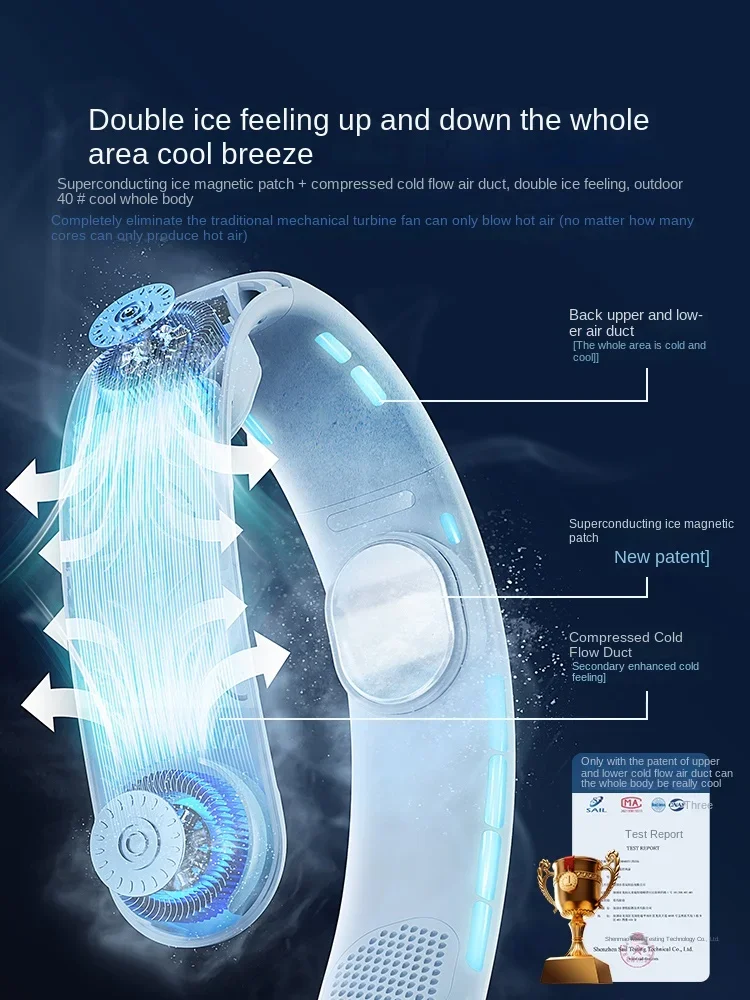 Petit ventilateur de réfrigération portable, ventilateur électrique sans lame, longue durée de vie, artefact de refroidissement extérieur pliable