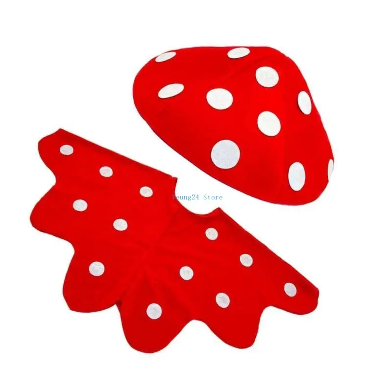 

P8DB Unisex Polkas Dot Mushrooms Hat Cold Weather Hat Soft Warm Cosplay Accessory Suitable for Various Head Sizes