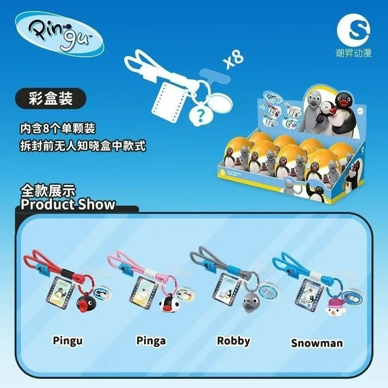Anime Pingu Antarctic Story Keychain Cute Pinga Figure Keychain Classic Animation Rubber Keychain Twist Ball Blind Box view 2
