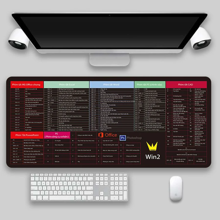 Office Mouse Pad Keyboard Shortcuts Mousepad 80*30cm  Rubber Non-slip Mousemat Russian English Vietnamese Version