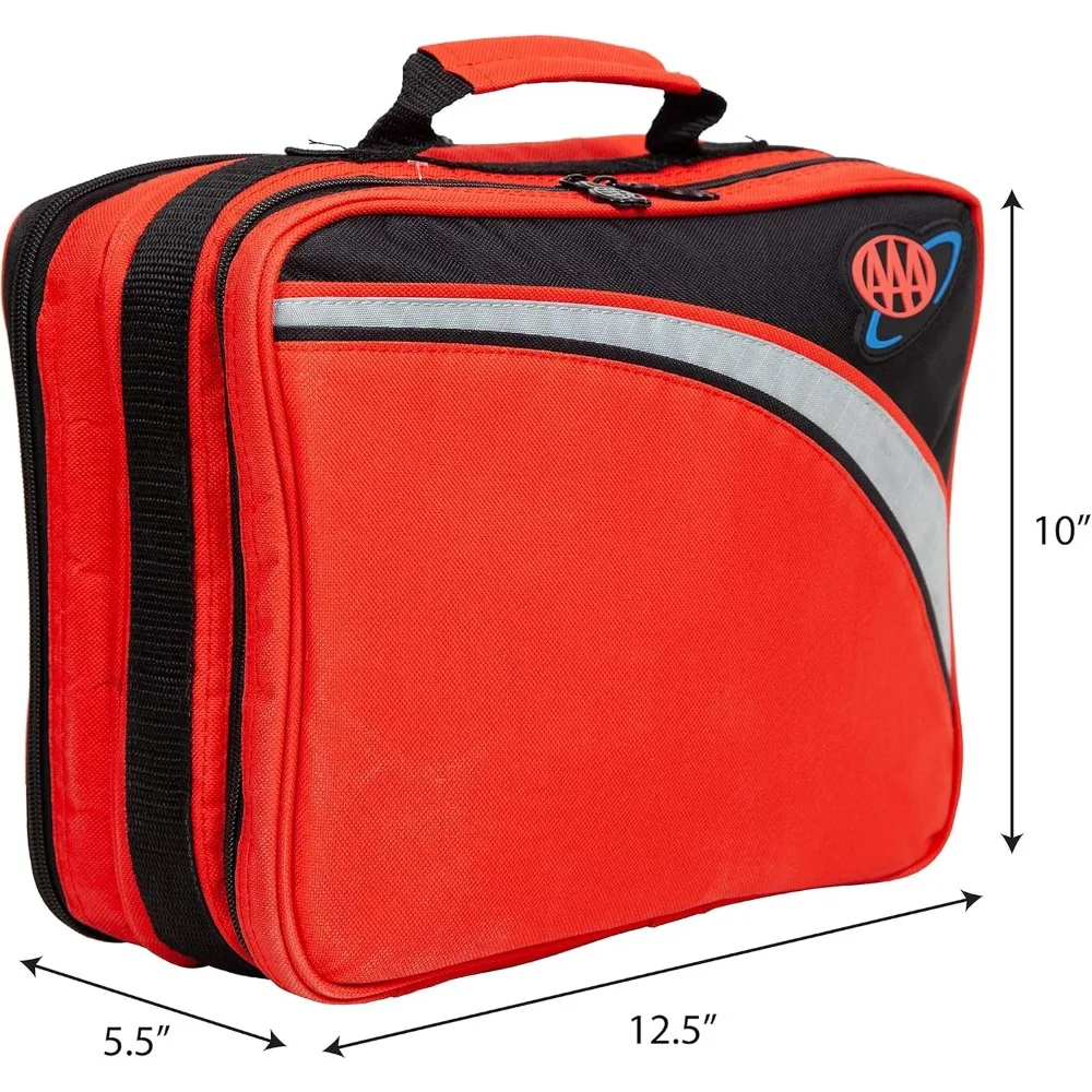 طقم ضاغط هواء للسيارة مكون من 76 قطعة مع كابلات توصيل ومصباح يدوي وأساسيات الإسعافات الأولية