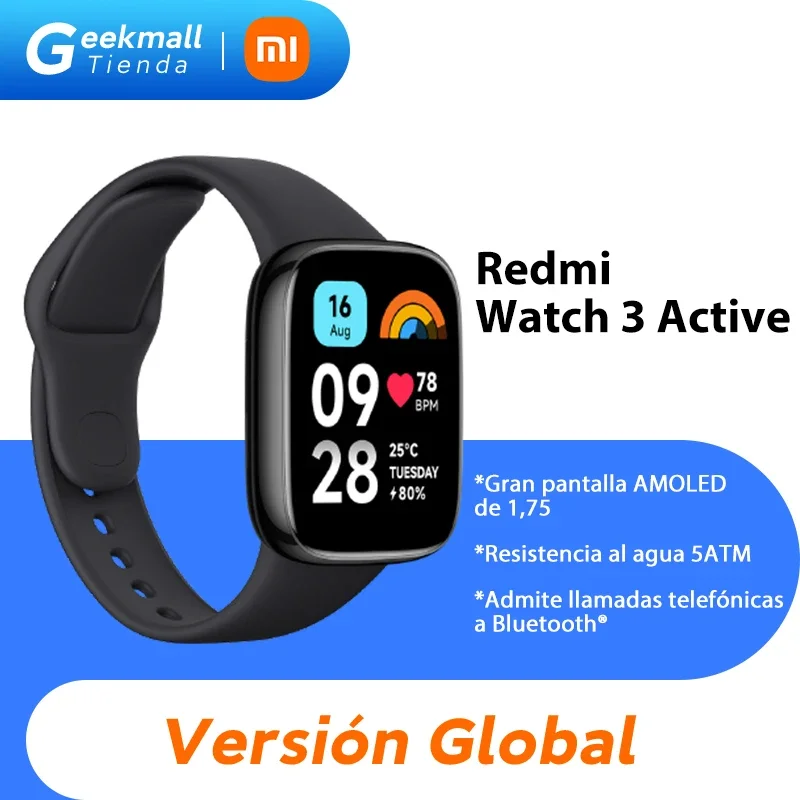 Versión Global Xiaomi Redmi Watch 3 Active 1.83\'\' Pantalla LCD Oxígeno Sangre Ritmo Cardíaco Bluetooth Llamada de Voz 100+ Modos Deportivos