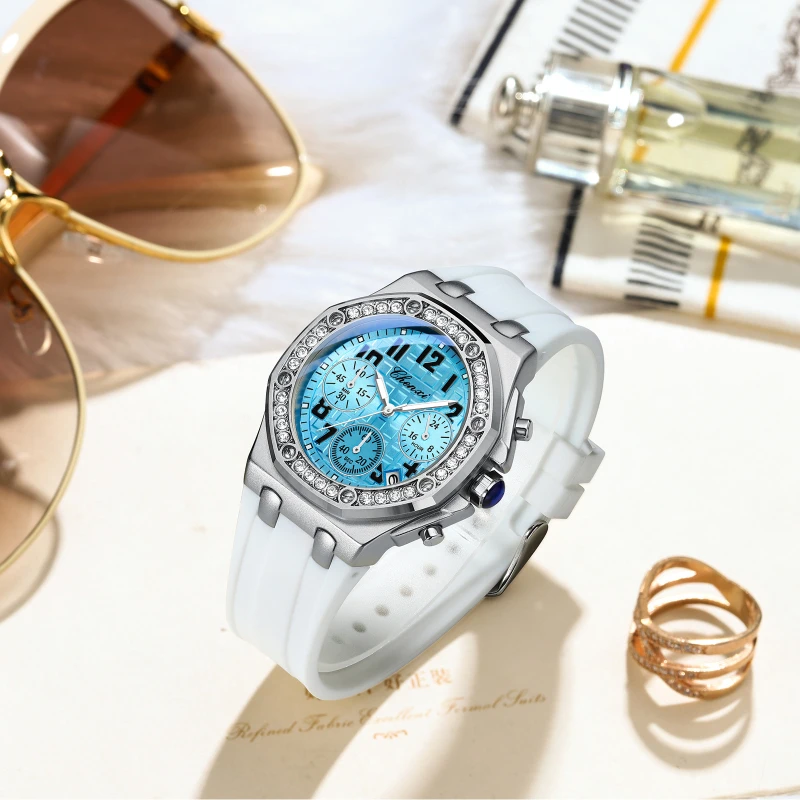 CHENXI 913 Multi Functional Diamond Encrusted Women's Watch Chronograph Waterproof Luminous Women Watches Luxury Reloj Mujer