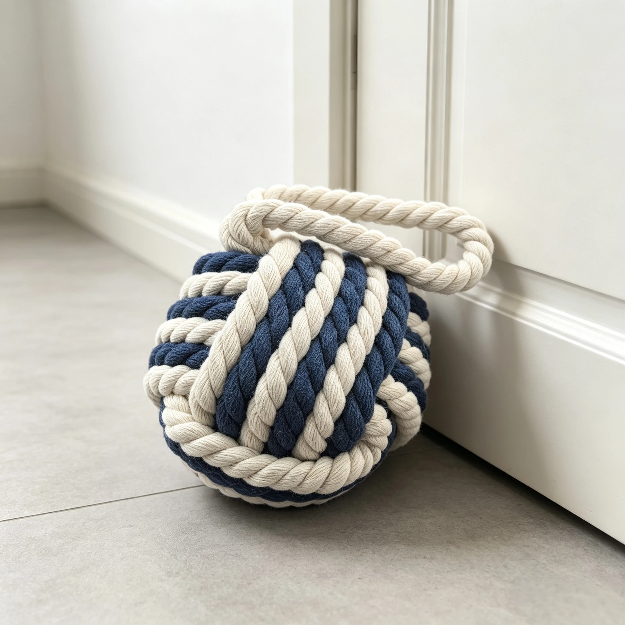 1pc Hand-Made Hemp Rope Door Stopper Bookend, Solid Polyhedron Windproof Stopper with Knot Design, Can Be Placed Anywhere,