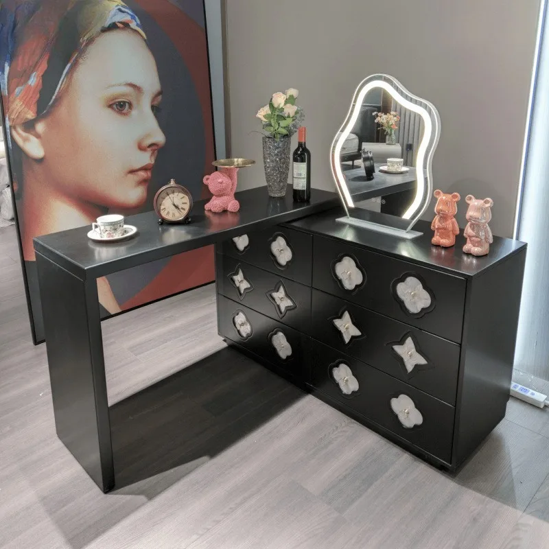 Black Modern Vanity Table Big Size Wooden Interior Save Space Fashion Dressing Table Luxury Vestidores Ornaments Home Decor