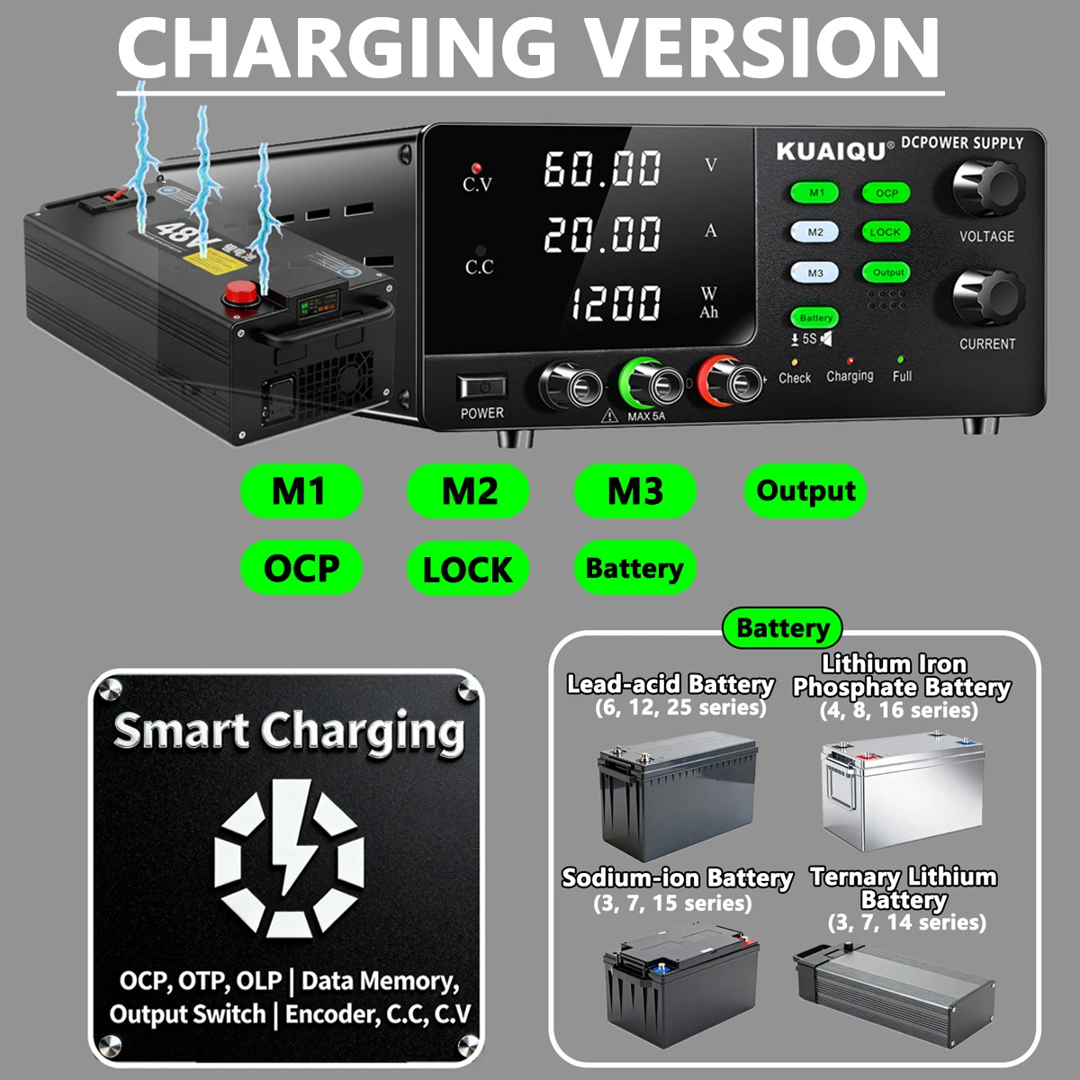 NICE-POWER DC Power Supply Adjustable, 600W 900W 1200W High Power Bench Power Supply with Output Switch, Regulated Power Supply