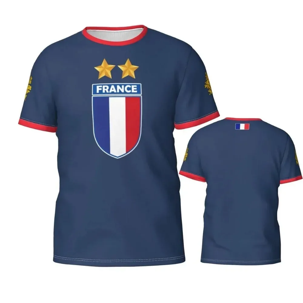 France Flag Badge 3D Printed T-shirts Men & Women Sports Fashion Graphic T Shirts French Football Fan Gift 2024 Summer Tops