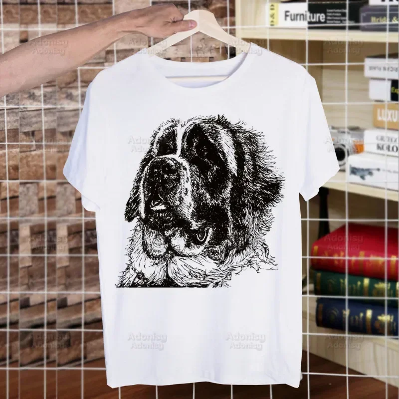 

Bernard Dog Harajuku Men's tshirt Printed Unisex Short Sleeve t shirt Casual T-shirt Male Streetwear Tops