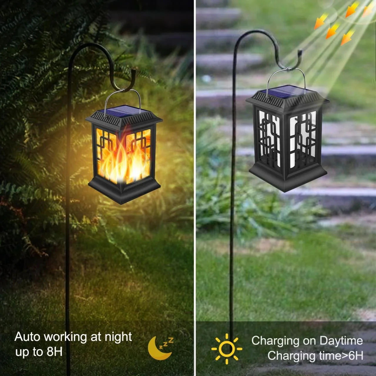 

Solar Lanterns Outdoor Waterproof Flickering Flame Solar Lantern LED Hanging Lanterns Decorative Lights for Garden