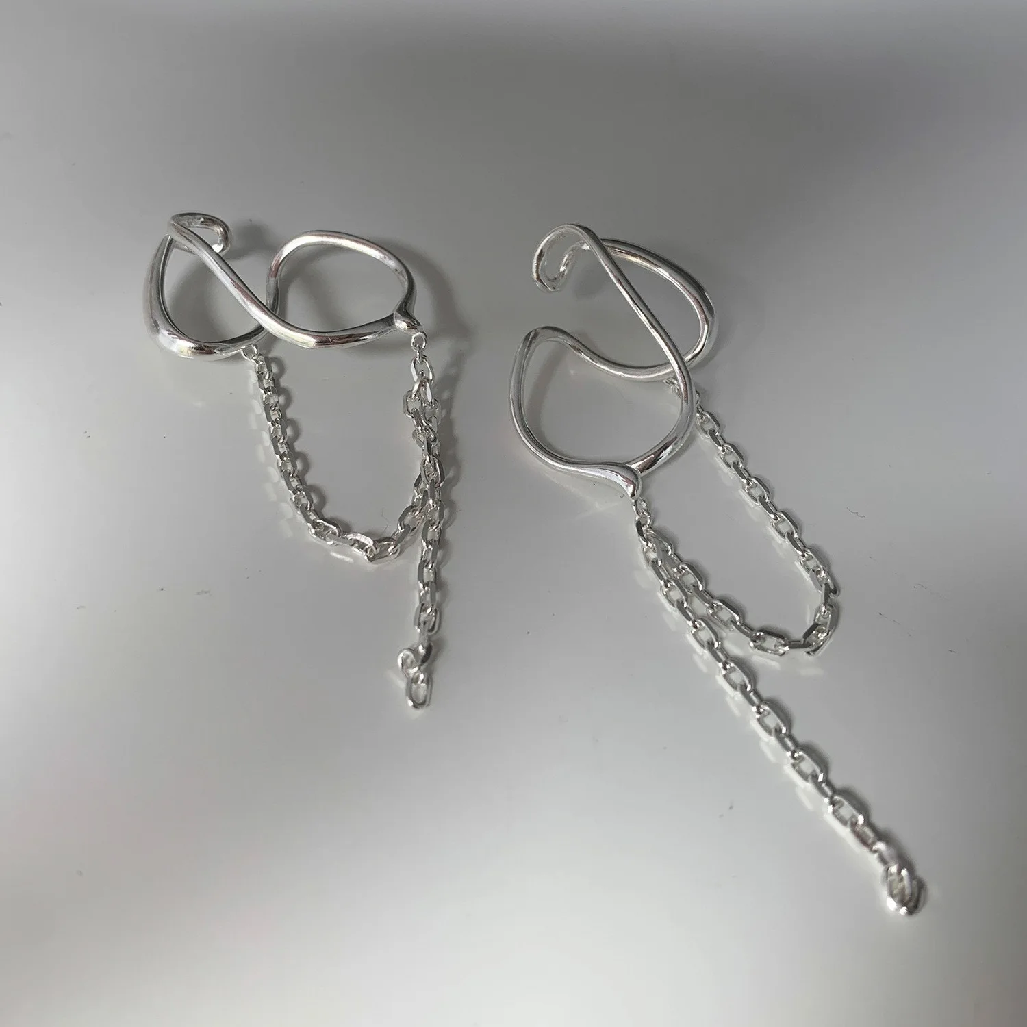 

Silver Cuff Earrings Double Layer Clip Punk Geometric Chain Tassel For Women Girl Gift Jewelry Dropshipping Wholesale