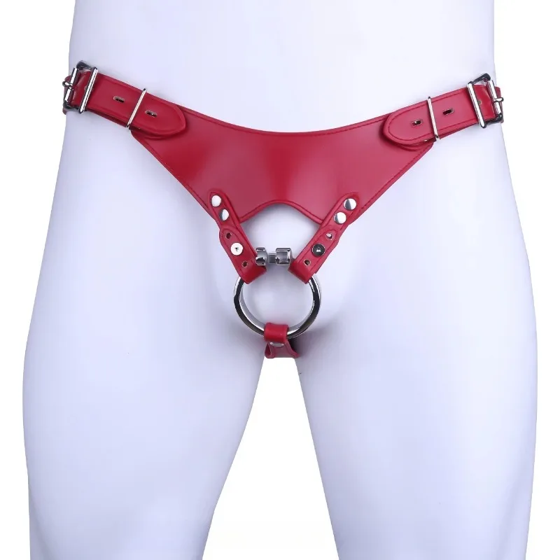 Three Way PU Leather Chastity Belt for Chastity Cage Adjustable Auxiliary Strap Cock Cage BDSM Penis Restraint Sex Toys for Men - view 3