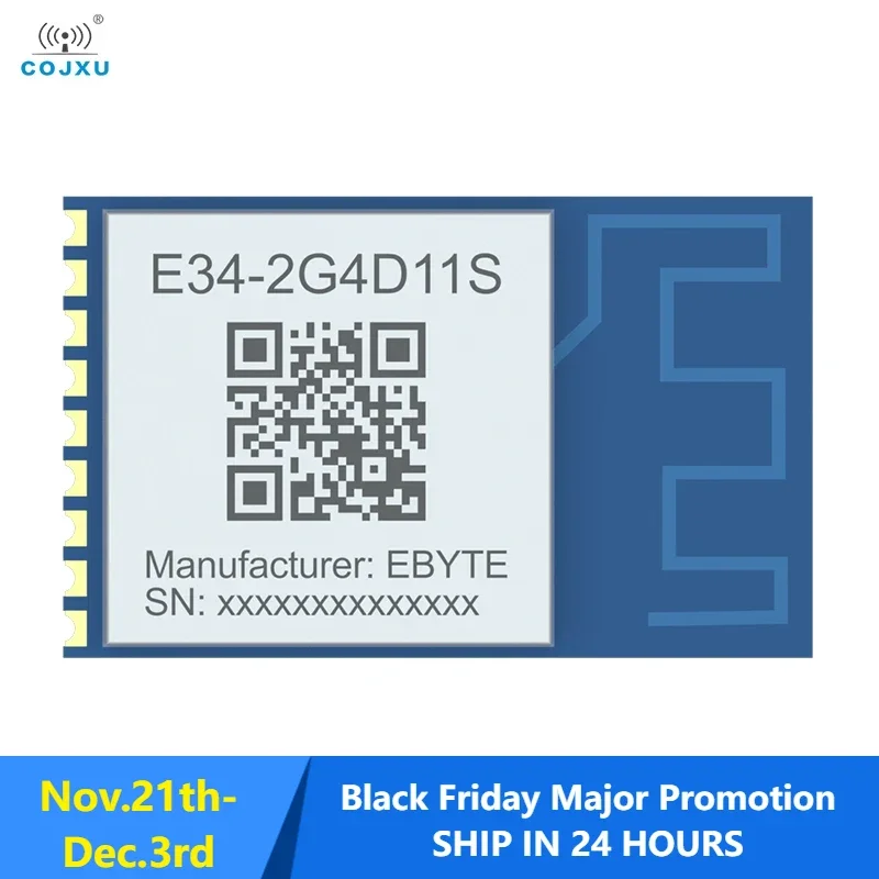 Wireless Serial Module 2.4GHz COJXU E34-2G4D11S Full-duplex Anti-Interference SMD GFSK PCB High-Speed Serial Transmission