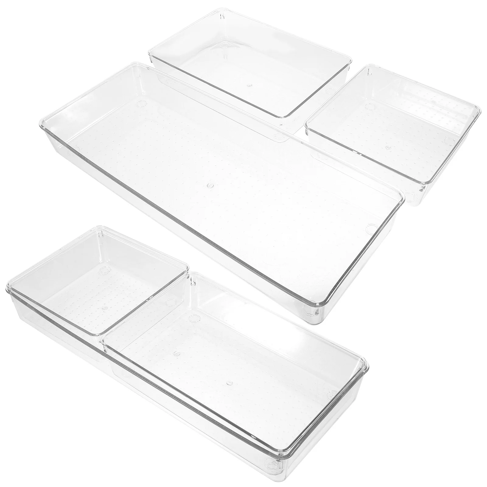 

6Pcs Transparent Plastic Drawer Organizer Boxes Multi-Compartment Makeup Storage Clear Vanity Desk Organizer Storage Box