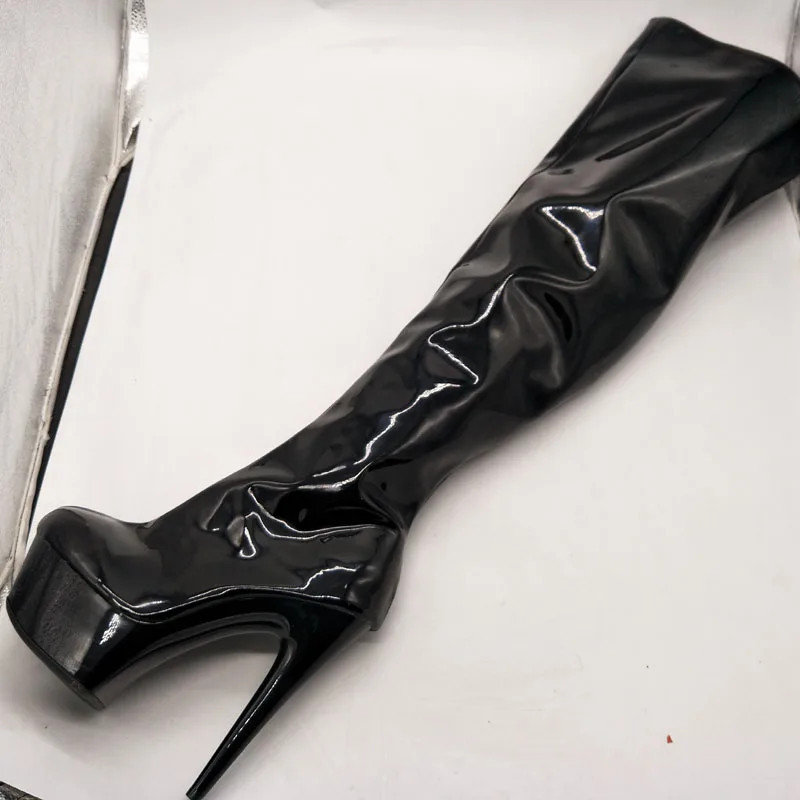 7 Inch Fetish Sexy Goth Red Pole Dancing 17cm Knee High Boots For Women Long Gothic Platform Stripper Shoes Iighter queen combat