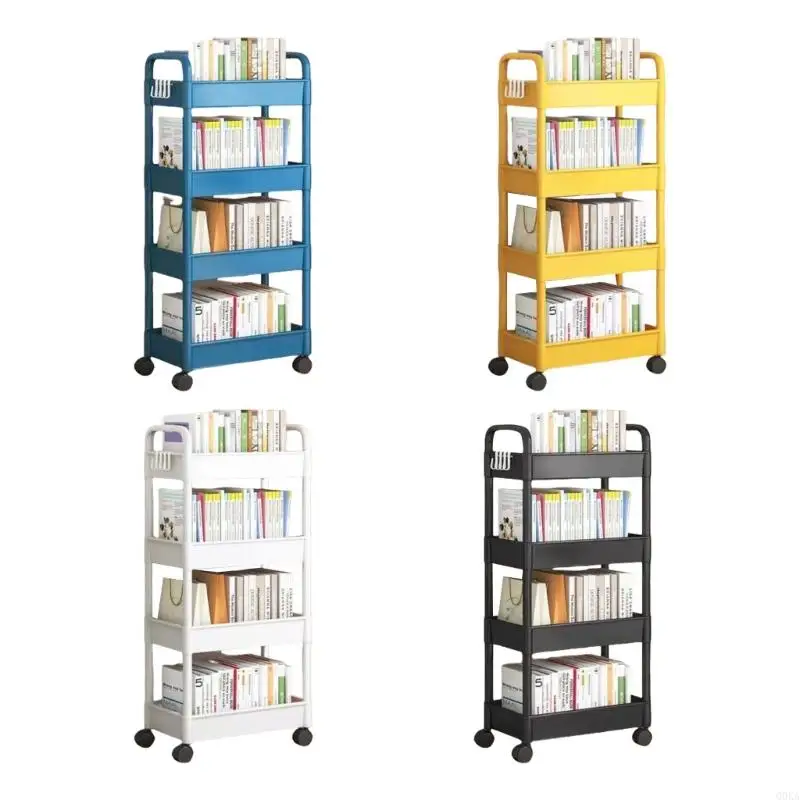 

Q0KA Adjustable Snacks Dispenser Shelf Rolling Cart Storage Trolley for Household Use