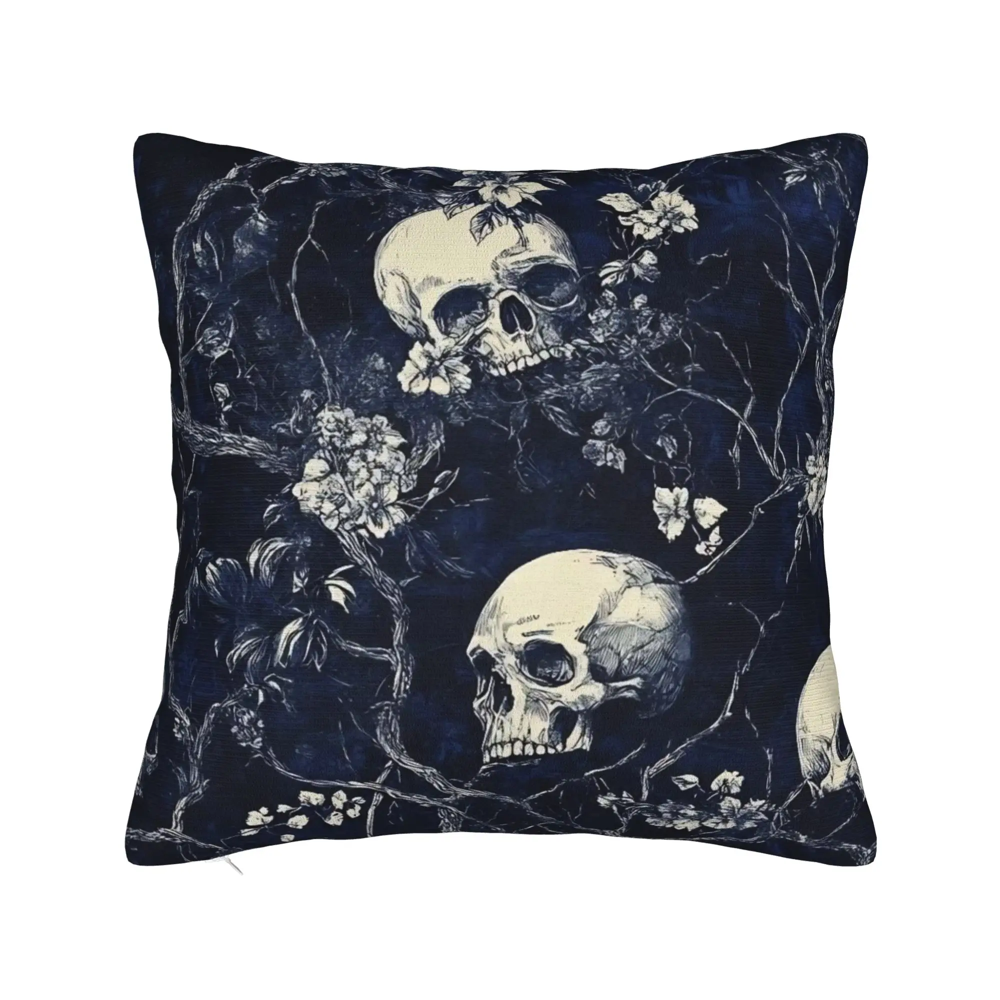 Decorative Pillowcase Halloween Skulls And Flowers Gothic Goth Merch Car  Pillow Case Cover Square Style Multi Size