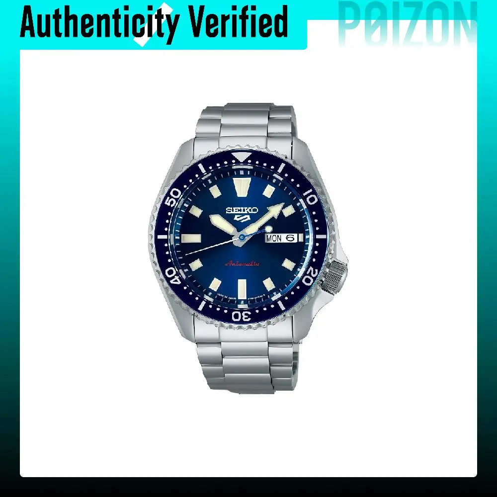 SEIKO 5 Automatic Mechanical Movement Stainless Steel Strap Watch 42.5mm Men's Watches Blue Dial SBSA303