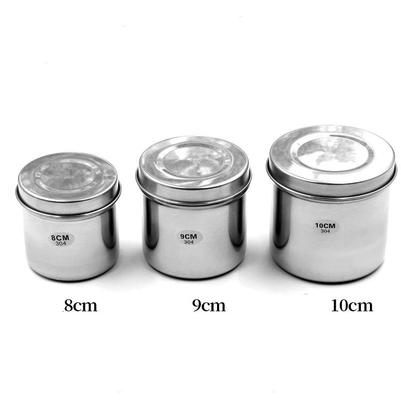 Medical 304 stainless steel alcohol jar with cover iodor jar disinfection jar Beauty salon tattoo dressing bucket utensil set