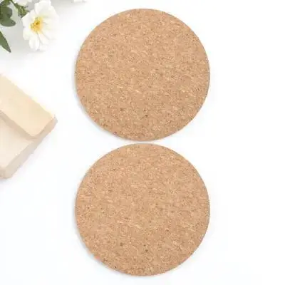 2Pcs 천연 코르크 마우스 패드 부드럽고 편안한 매끄러운 표면 게임 사무실 양면 작은 원형 마우스 매트