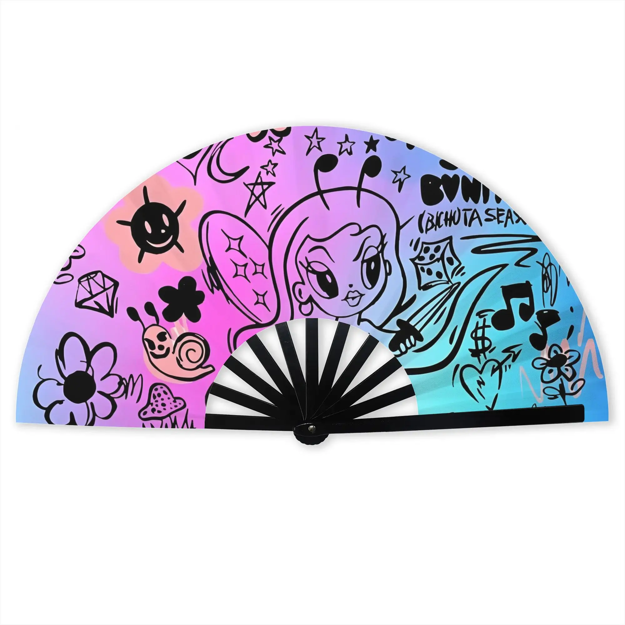 Singer Karol G Folding Hand Fan Personalized  Polyester Fabric Fan Fashion Summer Accessory Decorative Fans