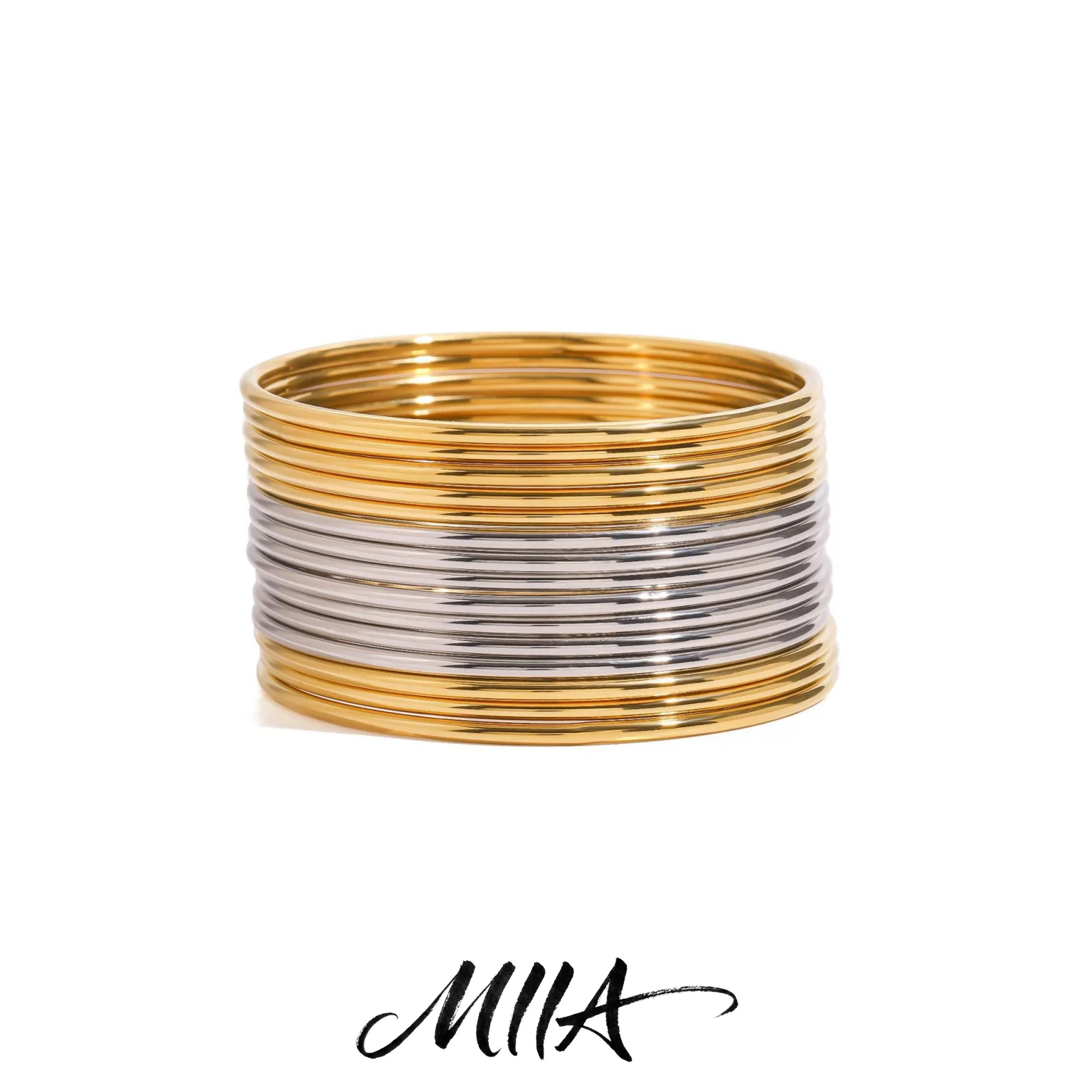 Miia Dainty Thin 2mm Round Bangle stacked Bracelet Simple Bangle Everyday Gold Color Minimal Traditional Jewelry For Wamen Men