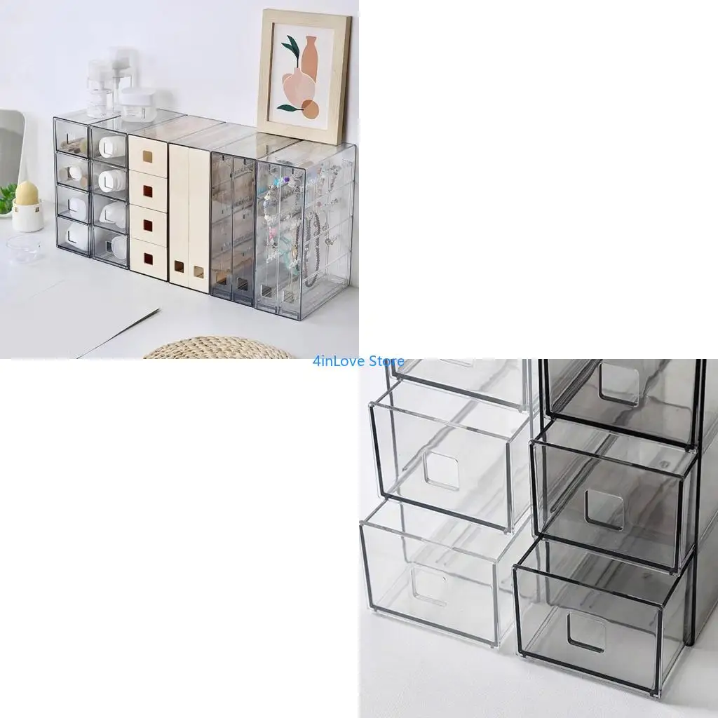 

T4MD Sturdy Plastic Jewelry Organizers Box Multifunctional Dustproof Accessory Case