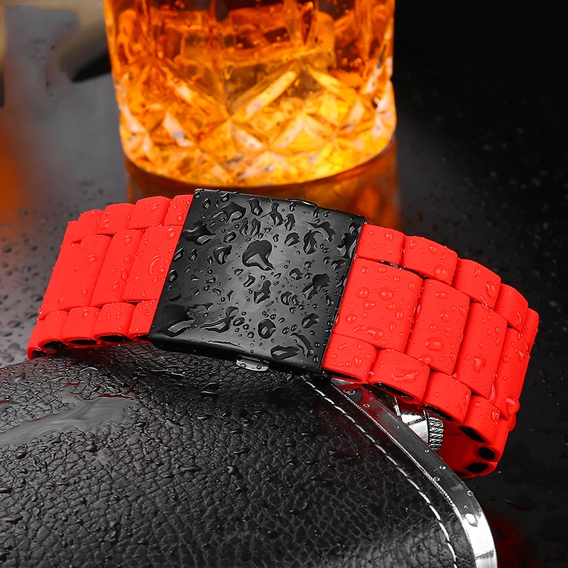 24 26 28mm Silicone Stainless Steel Watchband for Diesel Watch Strap DZ7396 DZ7370 DZ4289 DZ7070 DZ7395 Men Rubber Wrist Band